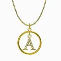 Collier doré avec pendentif rond lettre A orné de cristaux étincelants et élégants - Lettre A / Or