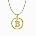 Collier doré avec pendentif lettre B serti de diamants sur une médaille circulaire - Lettre B / Or