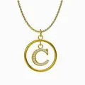 Élégant collier à chaîne dorée avec pendentif rond et lettre C ornée de zircons blancs - Lettre C / Or