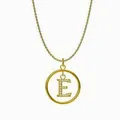 Collar dorado con colgante de letra E y pavé de cristales brillantes para mujer - Letra E / Dorado
