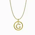Elegante collar de cadena dorada con colgante circular letra G y circonitas blancas - Letra G / Dorado