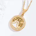 Gold plated Tree of Life necklace with mother of pearl inlay and crystal details - Tree of Life Style (N0432G)