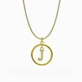 Elegante collar de oro con colgante circular letra J e incrustación de circonitas - Letra J / Dorado