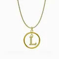 Collar dorado con colgante redondo y charm de letra L brillante para mujer - Letra L / Dorado