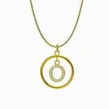 Elegante collar dorado con colgante de doble círculo adornado con circonitas - Letra O / Dorado