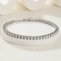 Silver stainless steel tennis bracelet featuring round brilliant-cut 2.5-5mm zircons - 18cm / Silver Width 3