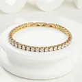 Bracelet tennis doré élégant orné de zircons ronds et fermoir de sécurité robuste - Or Largeur 4