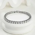 Bracelet tennis en acier inoxydable argenté serti de zircons ronds brillants à quatre griffes - Argent Largeur 5