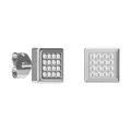 Square silver stud earrings featuring 16 micro-pave white cubic zirconia stones - Square Steel