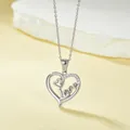 Zilveren hart hanger ketting van titanium staal met Love gravure en zirkoon accenten - LOVE Letters (N0453S) / Staal Kleur Love