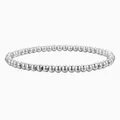 Vista detallada de la pulsera de cuentas plateadas pulidas con superficie metálica - 4mm / Pulsera de cuentas individual / Plateado