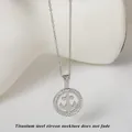 Silver titanium steel necklace with zircon-encrusted anchor pendant and fine link chain - Silver Anchor (N0417S)