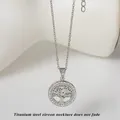 Zilveren titaniumstalen levensboom ketting met zirkonia pavé op wit buste - Zilver Levensboom (N0420S)