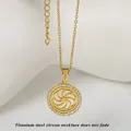 Titanium stalen ketting met goudkleurige zirkoon hanger en spiraalvormig vortex - Goud Wervelwind (N0423G)
