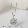 Zilveren titanium stalen cirkelketting met stralende zirkonia inlegwerk - Zilver Zon (N0425S)