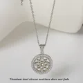 Titaniumstalen halsketting met ronde zirkonia bloemenhanger in zilveren afwerking - Zilver Bloem (N0427S)