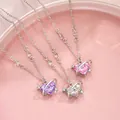 Exquisite planet heart necklaces with purple and pink zircons in a ceramic dish - Three Color Set (5817905)
