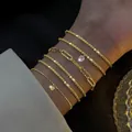 Set of 6 layered gold bracelets featuring heart pendant and sparkling zircon accents - Sparkling Zircon 6-Piece Set / Gold