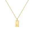 Collar de cadena veneciana dorada con un colgante rectangular pulido y la letra E - Letra E