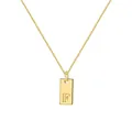Collar de cadena tipo caja dorada con colgante rectangular y letra F grabada - Letra F