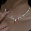 Elegante collana doppia in argento con un ciondolo rettangolare in zircone lucente - Collana Argento Pendente Zircone Rettangolare (5877201)