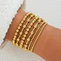 Elegante juego de 6 pulseras de cuentas doradas para mujer, joyería minimalista apilable - Estilo de Capas Multicapa (6334901HB) / Dorado