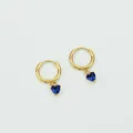 Créoles dorées avec pendentifs cœur bleu foncé pour un look tendance élégant - Bleu saphir