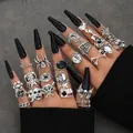 Lot de 24 bagues gothiques vintage avec motifs crâne et araignée en argent antique - Set Gothic Punk (6088601)