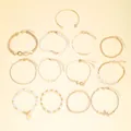 13-piece gold fashion bracelet set featuring pearls, daisies, and infinity charms - Thirteen Piece Collection (6336001HB) / 13Pcs