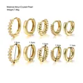 Detaillierte Größenangaben für 5-teiliges goldenes Ohrring-Set mit Perlen und Kristallen - Künstliche Perlenkombination (5789501) / Gold