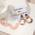 Set di orecchini bohémien a forma di elefante dorato, margherita e resina marmorizzata - Stile Motivo Marmo Rosa Elefante (5119908)