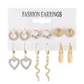 Set orecchini boho dorati con perle, cuori di strass e pendenti a serpente - Stile Pendente Cuore Serpente Corona (5605801)