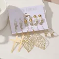 Set di 9 paia di orecchini oro e argento con perle, croci, stelle e ciondoli - Stile Foglia Stella Luna Croce (5119909)