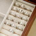 14-piece silver adjustable toe ring set featuring heart, star, and leaf patterns - Silver (6185202HB)