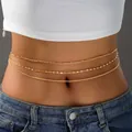 Drielaagse gouden tailleketting met Figaro-, lovertjes- en gourmetkettingontwerpen - Figaro Lovertjes Drielaags (6097001HB)