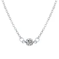 Detail showing a minimalist silver necklace with a brilliant round-cut zirconia pendant - Single Zircon Pendant Style (NJ87125)