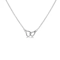 Detailed close-up of a silver minimalist necklace featuring interlocking double heart pendants - Double Heart Style (5542202)