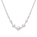 Elegant silver chain necklace with seven graduated pearls on a white background - Seven Pearls Style (5704402)