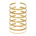 Set di 7 bracciali aperti dorati con motivi geometrici e trame vintage bohémien - Set Aperto Multitexture da 7 Pezzi (6269701HB)
