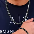 Ensemble collier et bracelet pour homme avec maille gourmette style hip hop noir - Métal canon