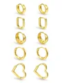 Set mit 5 Paar minimalistischen goldenen Ohrringen in verschiedenen Formen - 5 Paar Set - Goldene geometrische Formen