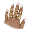 Set of 25 vintage gold butterfly and star adjustable beach toe rings for women - Vintage Star Moon Toe Ring Set (6476301) / 25-Piece Set / Gold