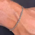 Klassisches silberfarbenes Titanstahl-Seilkettenarmband für Herren im minimalistischen Stil - Silber (Kordelkette)