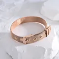 Bracciale a maglia intrecciata in oro rosa in acciaio inox con fibbia regolabile - Oro rosa