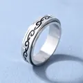Anello in acciaio al titanio con motivo a vite romana nera e finitura argento lucido unisex - US 6 / Colore acciaio
