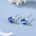 Orecchini a perno minimalisti in acciaio con pietre di zirconia cubica blu scuro - Blu