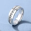 Anello in acciaio al titanio lucido con zirconi incastonati a canale per coppie - Colore acciaio