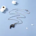 Collana coppia in acciaio inossidabile con pendente cuore nero e piccolo cristallo - Uomo Nero