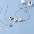 Set gioielli in acciaio al titanio con numeri romani e zirconi in finitura argento - Bracciale Collana E Orecchini / Colore acciaio