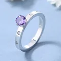 Bague ange élégante en argent avec pierre violette et accents de diamants pour femme - Violet